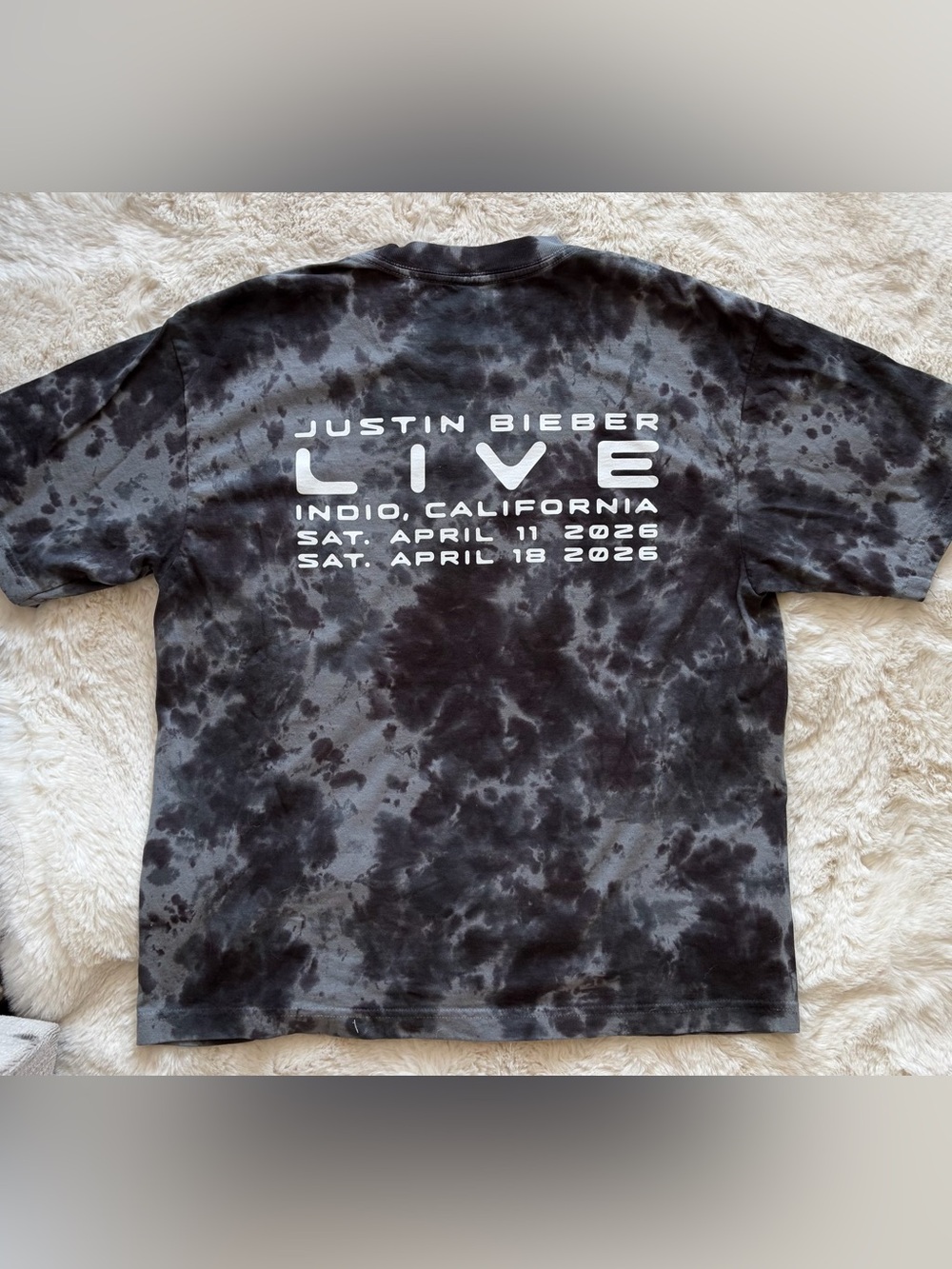 SKYLRK Justin Bieber Coachella Black & Gray Tie-Dye Crewneck T-Shirt